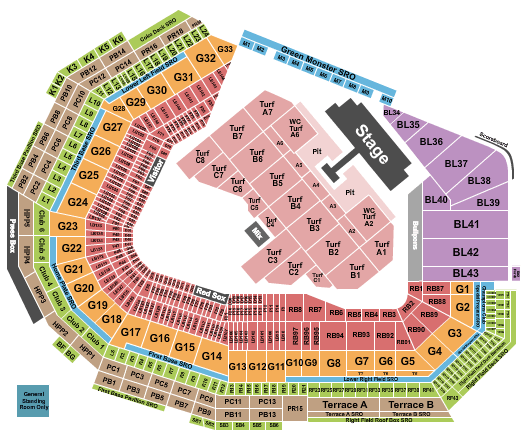 Fenway Park Thomas Rhett Seating Chart